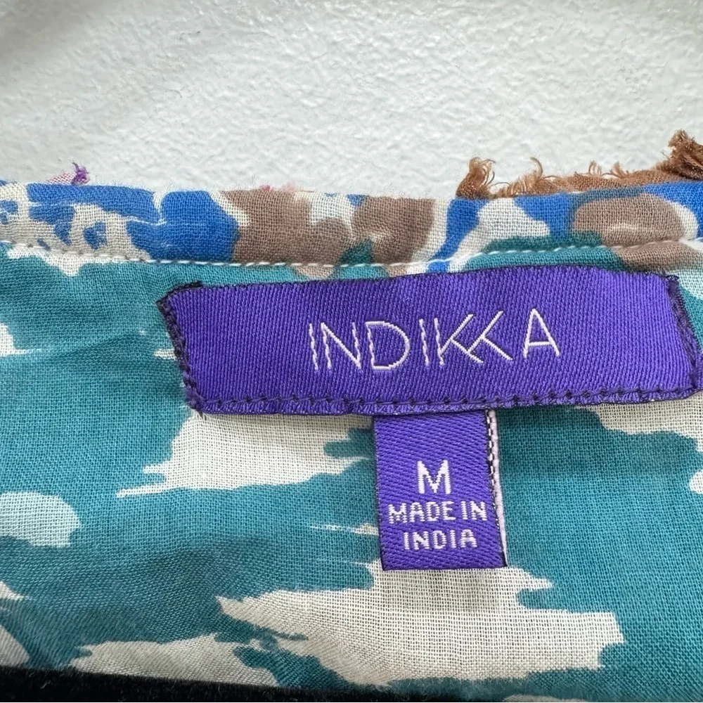 Indikka Mixed Print Open Front quilted Jacket Artsy Novelty Retro Sz Medium